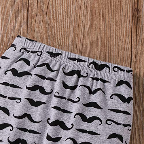 Baby Boy Clothes Stuff Infant Summer 3 Piece Outfits Newborn Cute Letter Printed Romper Short Sleeve + Pants + Hat Funny Letter Printed White Grey Mustache 70cm by Tikoubabe