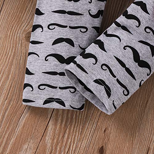 Baby Boy Clothes Stuff Infant Summer 3 Piece Outfits Newborn Cute Letter Printed Romper Short Sleeve + Pants + Hat Funny Letter Printed White Grey Mustache 70cm by Tikoubabe