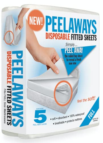 PEELAWAYS Disposable Fitted Bed Sheets Mattress Pad Protector â 100% Waterproof Designed Especially for Incontinence â Luxuriously Soft â Change in Under 60 Seconds (Full/Double - 5 Layer) by PEELAWAYS