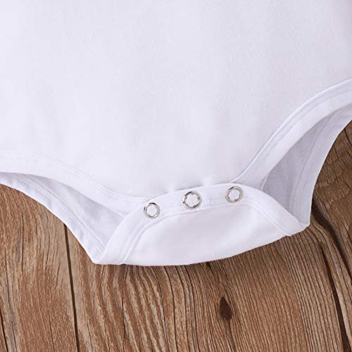 Baby Boy Clothes Stuff Infant Summer 3 Piece Outfits Newborn Cute Letter Printed Romper Short Sleeve + Pants + Hat Funny Letter Printed White Grey Mustache 70cm by Tikoubabe