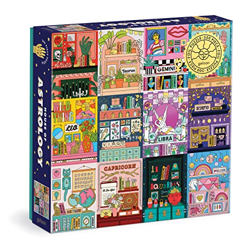 House of Astrology 500 Piece Foil Puzzle from Galison - 20" x 20" Beautifully Illustrated Puzzle, Thick & Sturdy Pieces, Fun and Challenging Activity for Adults, Perfect for Zodiac Enthusiasts! by Galison