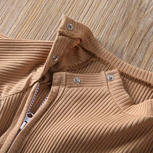 Newborn Baby Boy Girl Cotton Knitted Onesie Jumpsuit Gender Neutral Infant Ribbed Romper Clothes Khaki 3-6 Months from 