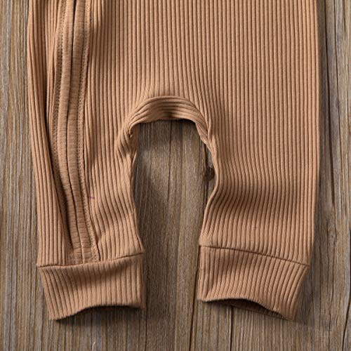 Newborn Baby Boy Girl Cotton Knitted Onesie Jumpsuit Gender Neutral Infant Ribbed Romper Clothes Khaki 3-6 Months from 