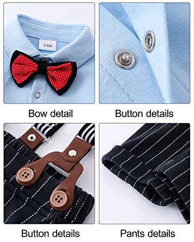 SANMIO Baby Boy Clothes Bowtie Shirt + Vest Outfit Suspenders Pants 3pcs Toddler Gentleman Boy Clothe Suits Set (3-18 Months) Navy from 
