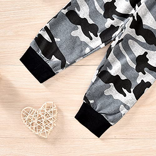 Toddler Baby Boys Hoodie Sweatshirt Outfits Spring Winter Sweatsuits Clothes Sets (Black, 18-24 Months) from 