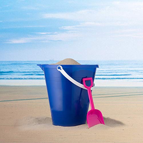 4E's Novelty 9" Large Sand Bucket with Shovel [12 Pack Bulk] Beach Buckets - Beach Toys for Kids & Toddlers, Party Favors by 4E's Novelty