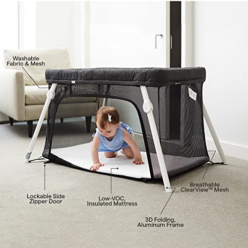Lotus Travel Crib - Backpack Portable, Lightweight, Easy to Pack Play-Yard with Comfortable Mattress - Certified Baby Safe from Guava Family