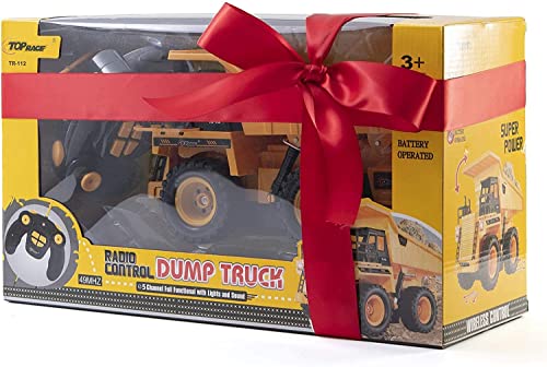 Top Race Remote Control Construction Dump Truck Toy, RC Dump Truck Toys, Construction Toys Vehicle, RC Truck Toys for 8,9,10,11,12 Year Old Boys and up, Toy Trucks 1:18 Scale, TR-112 from Top Race