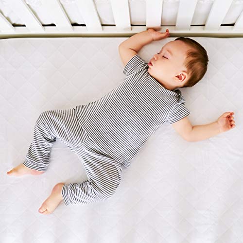 2 Pack Waterproof Crib Mattress Protector, Quilted Fitted Baby Mattress Cover, Extra Soft Breathable Toddler Mattress Pad 52x28-fits up to 9" , White by GRT