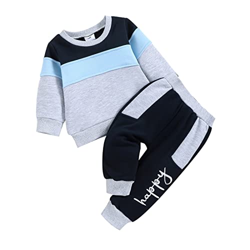 FOCICI Baby Boy Clothes Infant Fall Long Sleeve Outfits Winter Clothing Sweatshirt Pants 2pcs Set Blue 12-18 Months from 