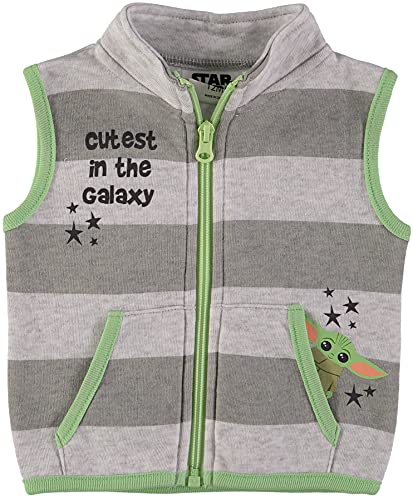 Star Wars Baby Boy 3 Piece Baby Yoda Set Includes Bodysuit, Pants and a Zip-up Fleece Vest - 3-6 Months from 