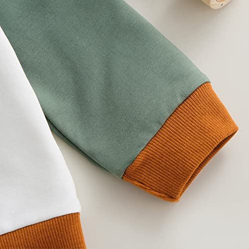 Toddler Baby Boy Fall Winter Outfits Colorblock Crewneck Sweatshirt Casual Pants Outfit 2Pcs Clothes Set (White, 12-18 Months) by Chloefairy