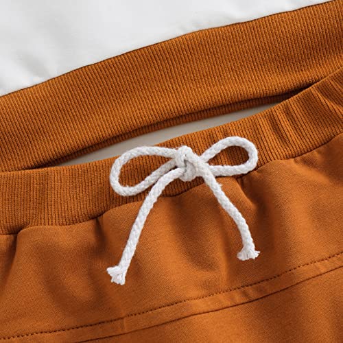 Toddler Baby Boy Fall Winter Outfits Colorblock Crewneck Sweatshirt Casual Pants Outfit 2Pcs Clothes Set (White, 12-18 Months) by Chloefairy