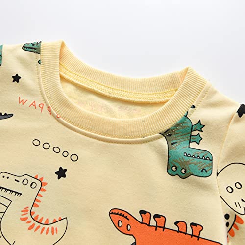 Toddler Baby Boy Clothes Animal Style Long Sleeve Tops Sweatsuit Pants Outfits Set (Light yellow, 18-24 Months) from 