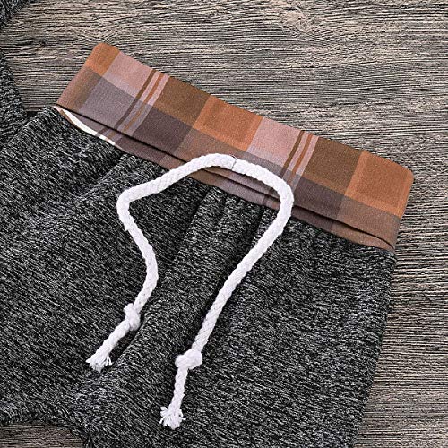 Toddler Infant Baby Boys Clothes Christmas Plaid Long Sleeve Hoodie Sweatshirt Pants Kids Fall Winter 2Pcs Outfits Set(Khaki Plaid, 12-18 Months(90)) from 