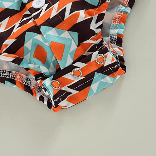 Karuedoo Western Baby Boy Clothes Cow Print Shirt Romper Infant Long Sleeve Button Down Bodysuit Onesie Gentleman Outfit (B Orange Stripes, 0-6 Months) from Karuedoo