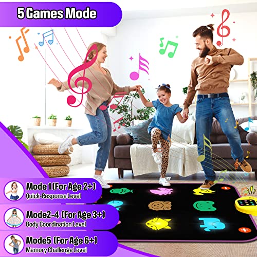 Dance Mat Toys for 3-8 Year Old for Kids, Upgraded Electronic Dance Pad with Light Up,Music Dance Game Mat with 5 Game Modes, 3 Challenge Levels,Birthday Xmas Gifts for 3 4 5 6 7 8+ Year Old Girls from ANNKIE