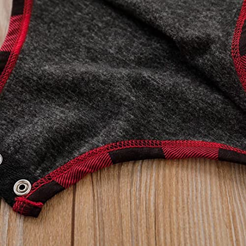 Baby Boys Clothes 6-9 Months Infant Hoodie Red Plaid Long Sleeve Romper + Pants Fall Winter Outfits Set, Red Plaid Hoodie 6-12 months/90cm from 