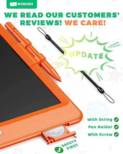 KOKODI LCD Writing Tablet, 10 Inch Colorful Toddler Doodle Board Drawing Tablet, Erasable Reusable Electronic Drawing Pads, Educational and Learning Toy for 3-6 Years Old Boy and Girls from KOKODI
