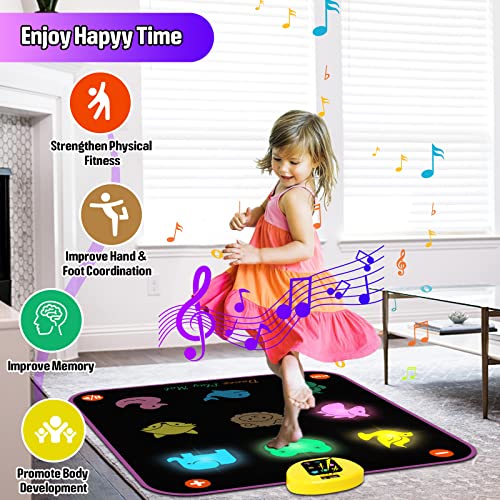 Dance Mat Toys for 3-8 Year Old for Kids, Upgraded Electronic Dance Pad with Light Up,Music Dance Game Mat with 5 Game Modes, 3 Challenge Levels,Birthday Xmas Gifts for 3 4 5 6 7 8+ Year Old Girls from ANNKIE