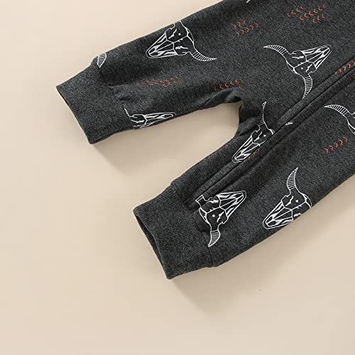 Omkzanbi Western Baby Boy Clothes Newborn Cowboy Jumpsuit Cow Printed Onesie Long Sleeve Bodysuit Fall Winter Outfit (Western Onesie Cow Printed, 0-3 Months) from Omkzanbi