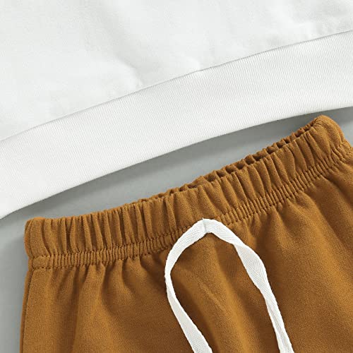 2 Piece Toddler Baby Boy Outfits Long Sleeve Color Block Sweatshirt Top Jogger Pants Fall Winter Clothes Set (Stay Wild-Black White Brown,12-18 Months) by vchoohce