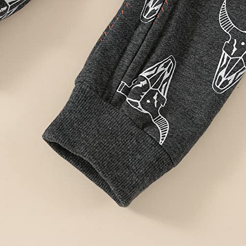 Omkzanbi Western Baby Boy Clothes Newborn Cowboy Jumpsuit Cow Printed Onesie Long Sleeve Bodysuit Fall Winter Outfit (Western Onesie Cow Printed, 0-3 Months) from Omkzanbi