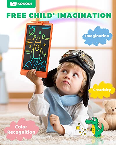 KOKODI LCD Writing Tablet, 10 Inch Colorful Toddler Doodle Board Drawing Tablet, Erasable Reusable Electronic Drawing Pads, Educational and Learning Toy for 3-6 Years Old Boy and Girls from KOKODI