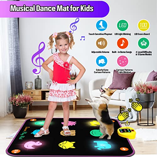 Dance Mat Toys for 3-8 Year Old for Kids, Upgraded Electronic Dance Pad with Light Up,Music Dance Game Mat with 5 Game Modes, 3 Challenge Levels,Birthday Xmas Gifts for 3 4 5 6 7 8+ Year Old Girls from ANNKIE