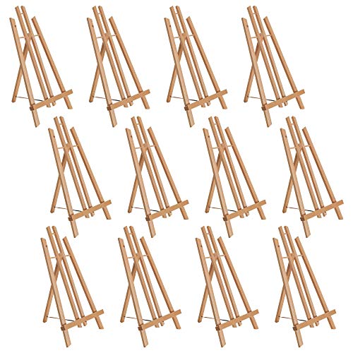 U.S. Art Supply 20" Large Tabletop Display Stand A-Frame Artist Easel (Pack of 12), Beechwood Tripod, Painting Party Easel, Kids Student Table School Desktop, 18" Portable Canvas Photo Picture Sign Holder from U.S. Art Supply