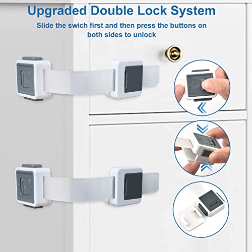 Cabinet Locks for Babies Aosite 4 Pack Child Safety Cabinet Locks Childproof Drawer Latches Baby Proof Straps Locks Adjustable Refrigerator Lock Door Lock for Furniture, Kitchen, Toilet, No Drilling by AOSITE