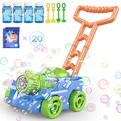 Bubble Lawn Mower for Kids Toddlers,Automatic Push Toys,Summer Outdoor Backyard Gardening Beach Swimming Toys,Wedding Party Favors,Christmas Birthday Gifts for 3 4 5 6 7 8 Years Old Boys Girls by Wesfuner