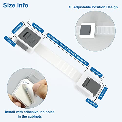 Cabinet Locks for Babies Aosite 4 Pack Child Safety Cabinet Locks Childproof Drawer Latches Baby Proof Straps Locks Adjustable Refrigerator Lock Door Lock for Furniture, Kitchen, Toilet, No Drilling by AOSITE