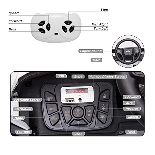 Ride on Truck with Remote Control for Kids, 12V Battery Powered Licensed Chevrolet Silverado GMC Ride On Car Toddler Electric Vehicles, MP3 Music,FM Radio,Spring Suspension, LED Light,White from Chuzhou Bettyma Baby Carrier CO.,Ltd