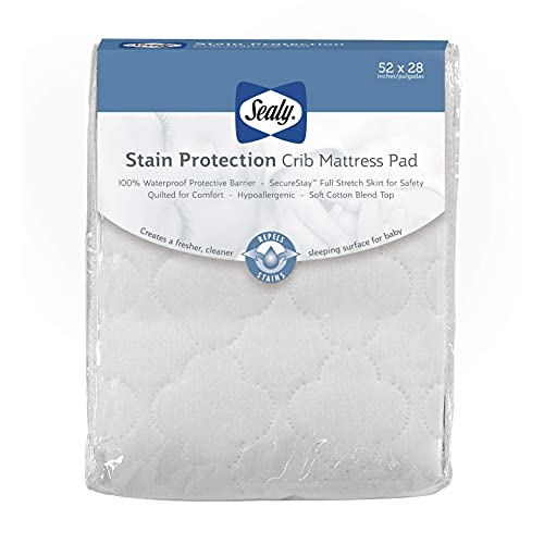 Sealy Baby - Stain Protection Waterproof Fitted Toddler & Baby Crib Mattress Pad Cover Protector - White from Kolcraft