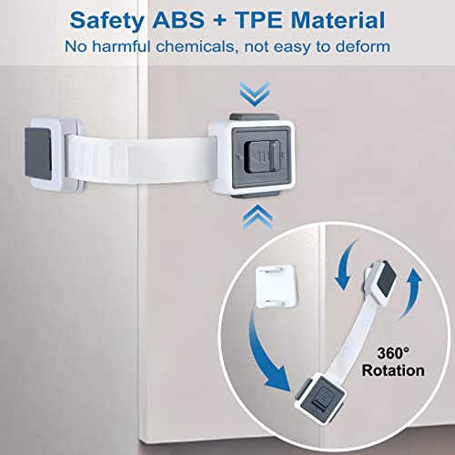 Cabinet Locks for Babies Aosite 4 Pack Child Safety Cabinet Locks Childproof Drawer Latches Baby Proof Straps Locks Adjustable Refrigerator Lock Door Lock for Furniture, Kitchen, Toilet, No Drilling by AOSITE