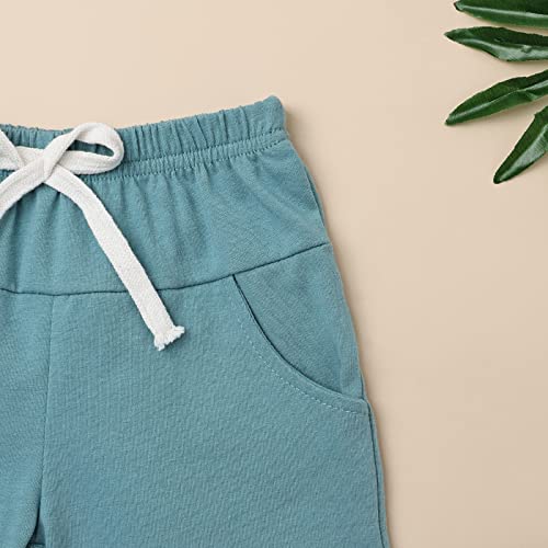 KAFIREN 18-24 Month Boy Clothes Toddler Boy Clothes Summer Outfits Short Sleeve Patchwork Top T-shirt Pocket Pants Light Green Boy Set 18-24 months/80cm by 