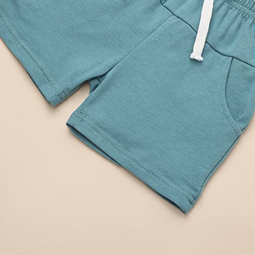 KAFIREN 18-24 Month Boy Clothes Toddler Boy Clothes Summer Outfits Short Sleeve Patchwork Top T-shirt Pocket Pants Light Green Boy Set 18-24 months/80cm by 