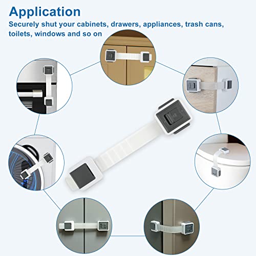 Cabinet Locks for Babies Aosite 4 Pack Child Safety Cabinet Locks Childproof Drawer Latches Baby Proof Straps Locks Adjustable Refrigerator Lock Door Lock for Furniture, Kitchen, Toilet, No Drilling by AOSITE