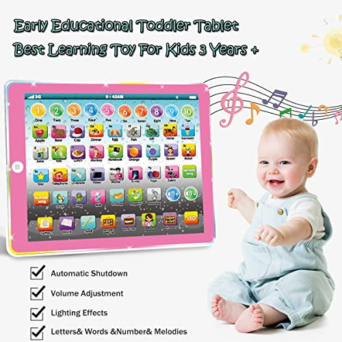 Wenbeier Kid Tablet/Learning Pad/Toddler Tablet with ABC/Word/Song/Music/Number Electronic Learning Pad Toy for Educational Preschool Boys & Girls 3-8 Years Old from Wenbeier