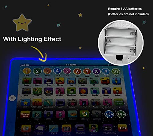 Wenbeier Kid Tablet/Learning Pad/Toddler Tablet with ABC/Word/Song/Music/Number Electronic Learning Pad Toy for Educational Preschool Boys & Girls 3-8 Years Old from Wenbeier