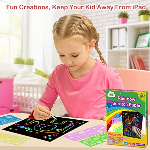 ZMLM Scratch Paper Art Set: 59Pcs Magic Drawing Art Craft Kid Black Scratch off Paper Supply Kit Toddler Preschool Learning Bulk Toy for Age 3 4 5 6 7 8 9 10 Girl Boy Holiday|Party Favor|Birthday Gift from ZMLM