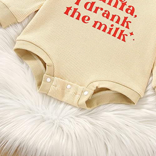 Newborn Baby Girl Boy Christmas Outfit Santa Baby Romper Jumpsuit Oversized Long Sleeve Onesie Fall Winter Clothes (Sorry Santa I drank the milk , 18-24 Months ) from Sunwittafy