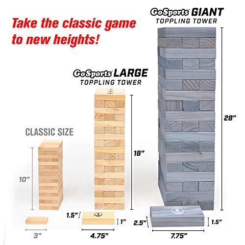 GoSports Giant Wooden Toppling Tower Includes Bonus Rules with Gameboard Made from Premium Gray Stained Blocks by P&P Imports, LLC [SPORTS]