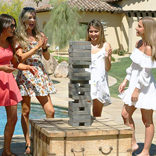 GoSports Giant Wooden Toppling Tower Includes Bonus Rules with Gameboard Made from Premium Gray Stained Blocks by P&P Imports, LLC [SPORTS]