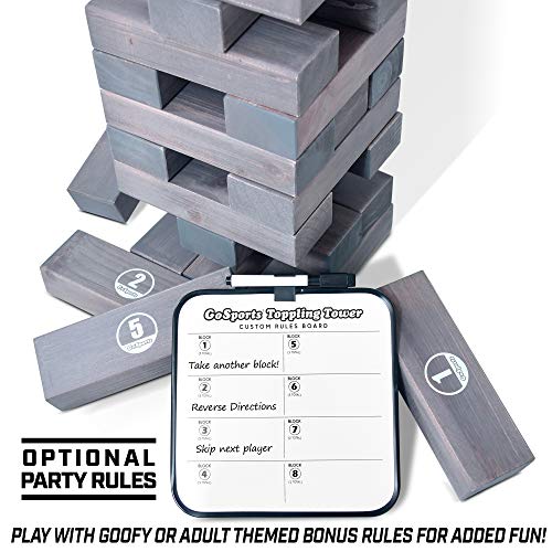 GoSports Giant Wooden Toppling Tower Includes Bonus Rules with Gameboard Made from Premium Gray Stained Blocks by P&P Imports, LLC [SPORTS]