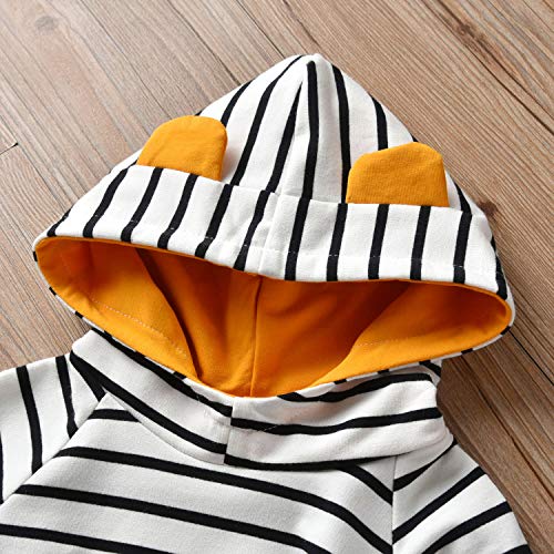 Toddler Infant Baby Boy Clothes Striped Long Sleeve Hoodie Tops Sweatsuit Pants Outfit Set (6-9 Months) Yellow by 