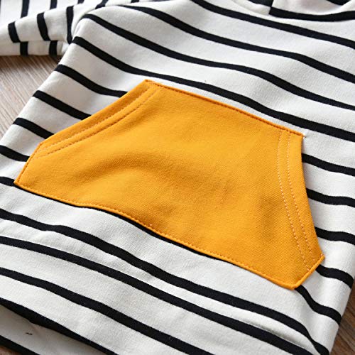 Toddler Infant Baby Boy Clothes Striped Long Sleeve Hoodie Tops Sweatsuit Pants Outfit Set (6-9 Months) Yellow by 