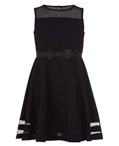 Calvin Klein Girls' Sleeveless Party Dress, Fit and Flare Silhouette, Round Neckline & Back Zip Closure, Black, 8 by Calvin Klein