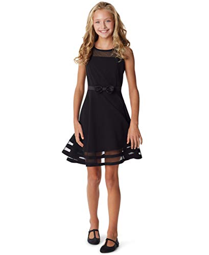 Calvin Klein Girls' Sleeveless Party Dress, Fit and Flare Silhouette, Round Neckline & Back Zip Closure, Black, 8 by Calvin Klein